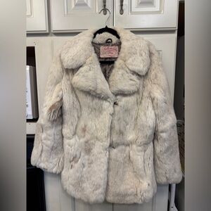***PRICE REDUCED”. Mademoiselle Furs cream genuine rabbit coat